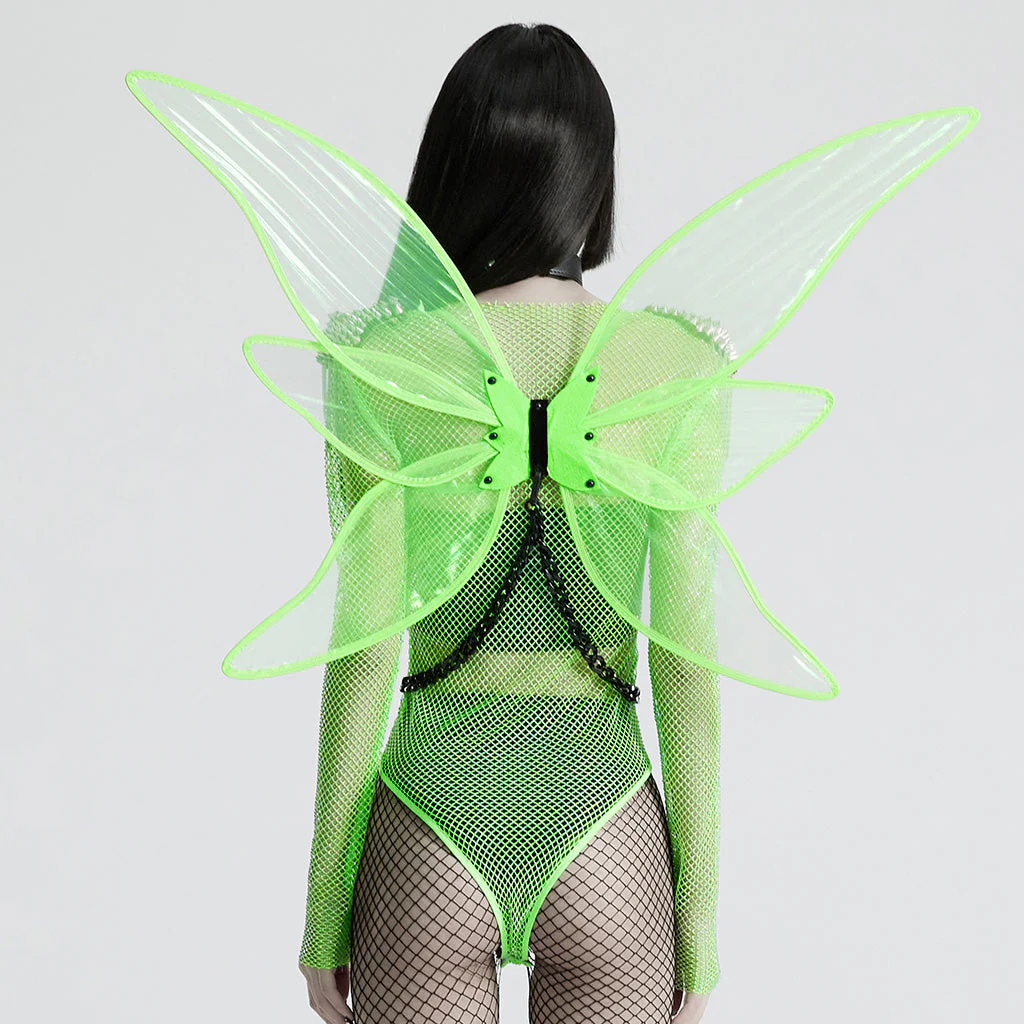 WLS-071OTF Fluorescent Green Butterfly Wings Harness Punk Accessories - Image 5