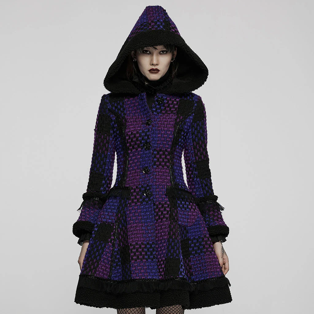 WLY-102ECF Gothic Chic Hooded Punk Coat Patchwork Steampunk Style - Image 11