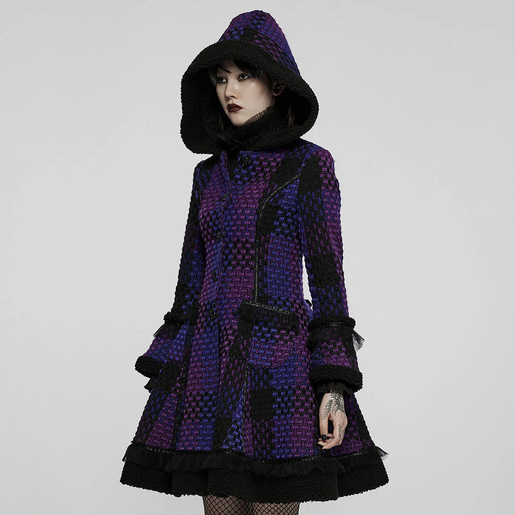 WLY-102ECF Gothic Chic Hooded Punk Coat Patchwork Steampunk Style - Image 13