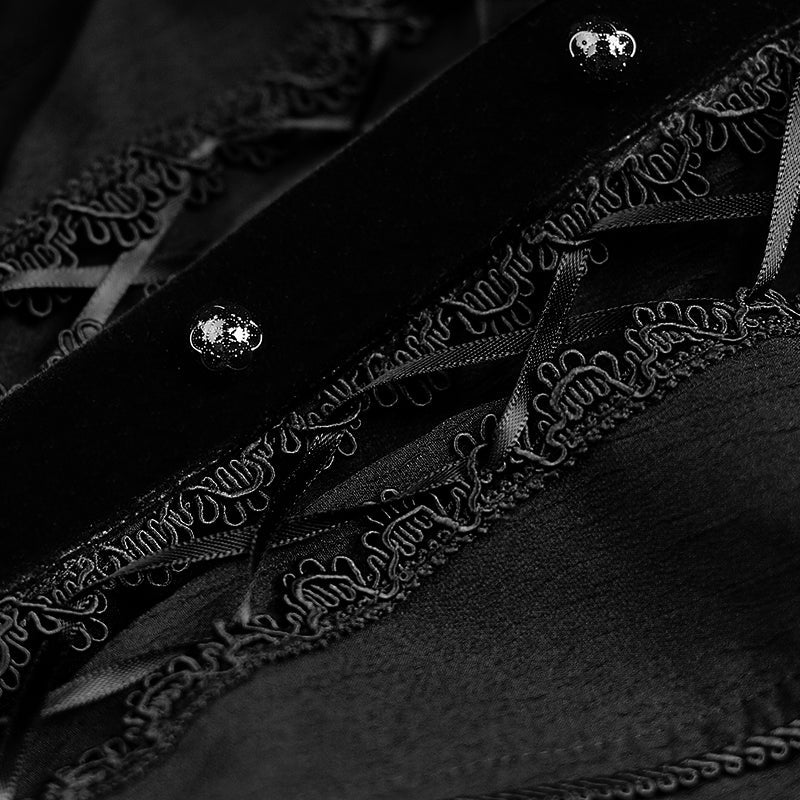 LY-058 Women Chiffon Lace Fabric Gothic Shirt Lolita Blouse With Unique Sleeve - Image 5