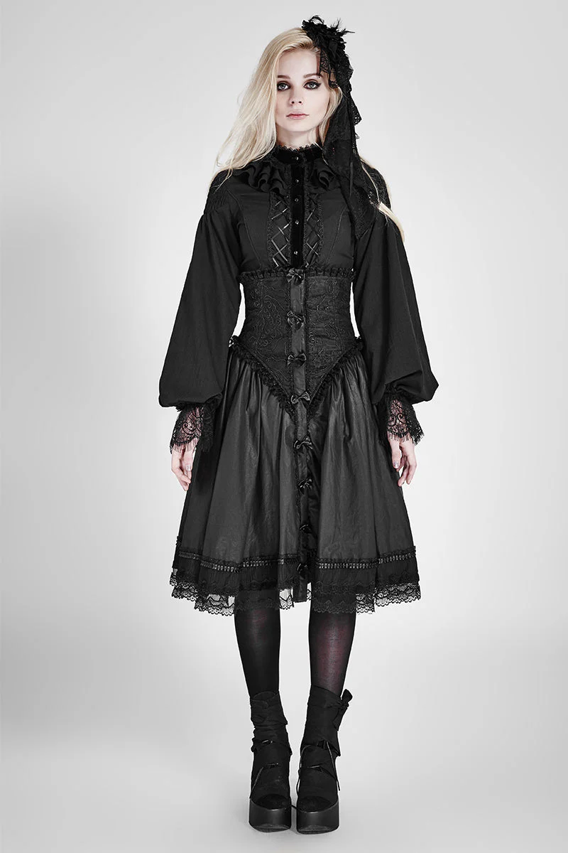LY-058 Women Chiffon Lace Fabric Gothic Shirt Lolita Blouse With Unique Sleeve - Image 6