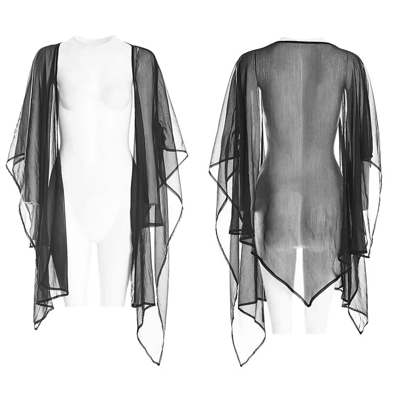 OPY-318 Women Daily Chiffon Shawl black Suntan-Proof Wear Tops - Image 3