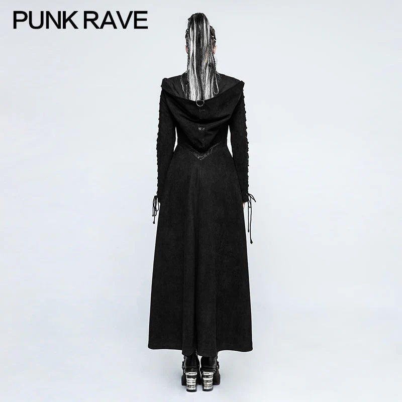 Y-780 Women Dark Angel Long Gothic Coat Hooded Fake Two Piece - Image 2
