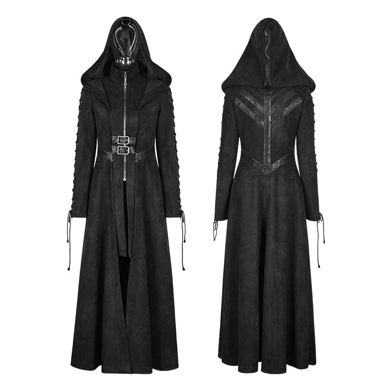 Y-780 Women Dark Angel Long Gothic Coat Hooded Fake Two Piece - Image 3