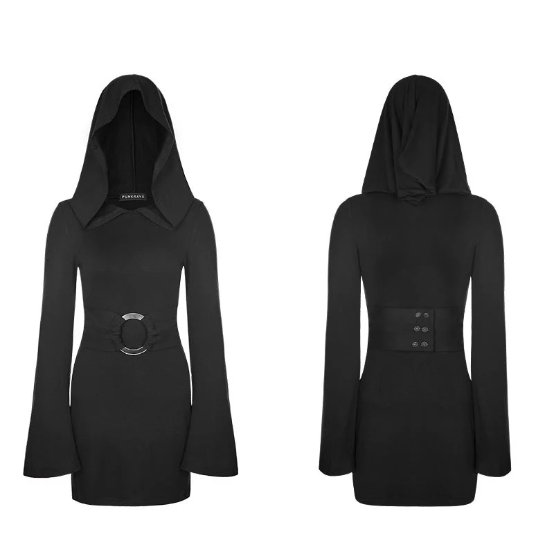 OPQ-288 Women Fashion Gothic Dress black Half Skirt With Oversized Witch Hat - Image 4