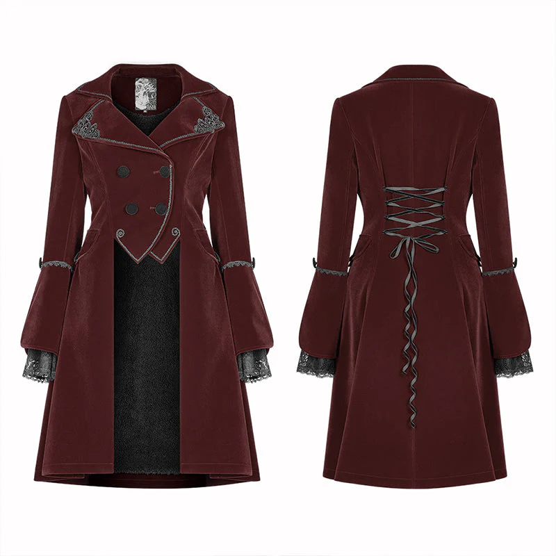 WLY-089 Women Gothic Lolita Long Sleeve Medium Long Velvet Coat - Image 10