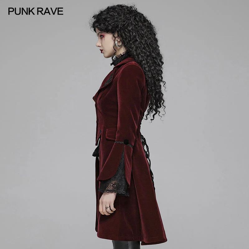 WLY-089 Women Gothic Lolita Long Sleeve Medium Long Velvet Coat - Image 8