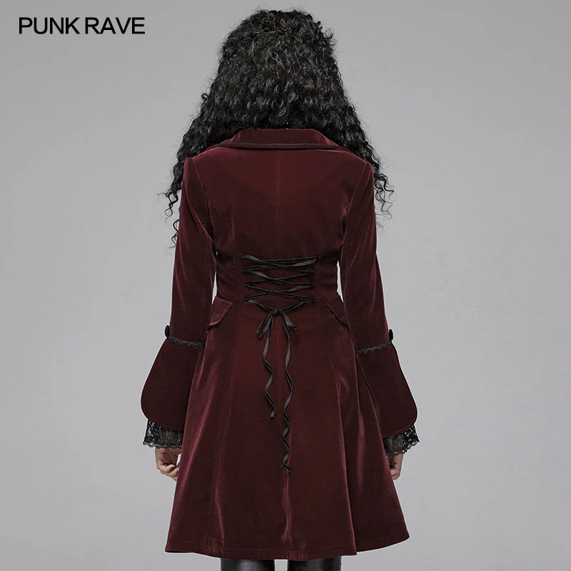 WLY-089 Women Gothic Lolita Long Sleeve Medium Long Velvet Coat - Image 9