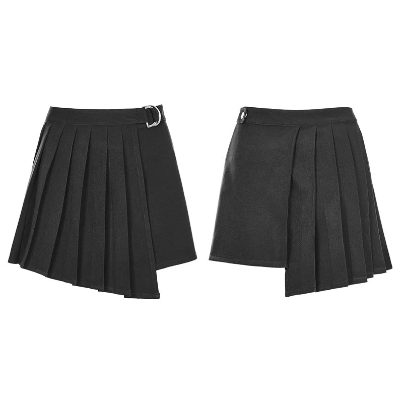 OPQ-345 Women Handsome Irregular Punk Skirt With Pleated Design - Image 2