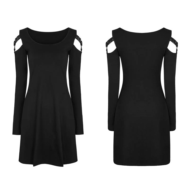 WQ-346 Women Knitting Slim Punk Dress With Leather Loop Design - Image 4
