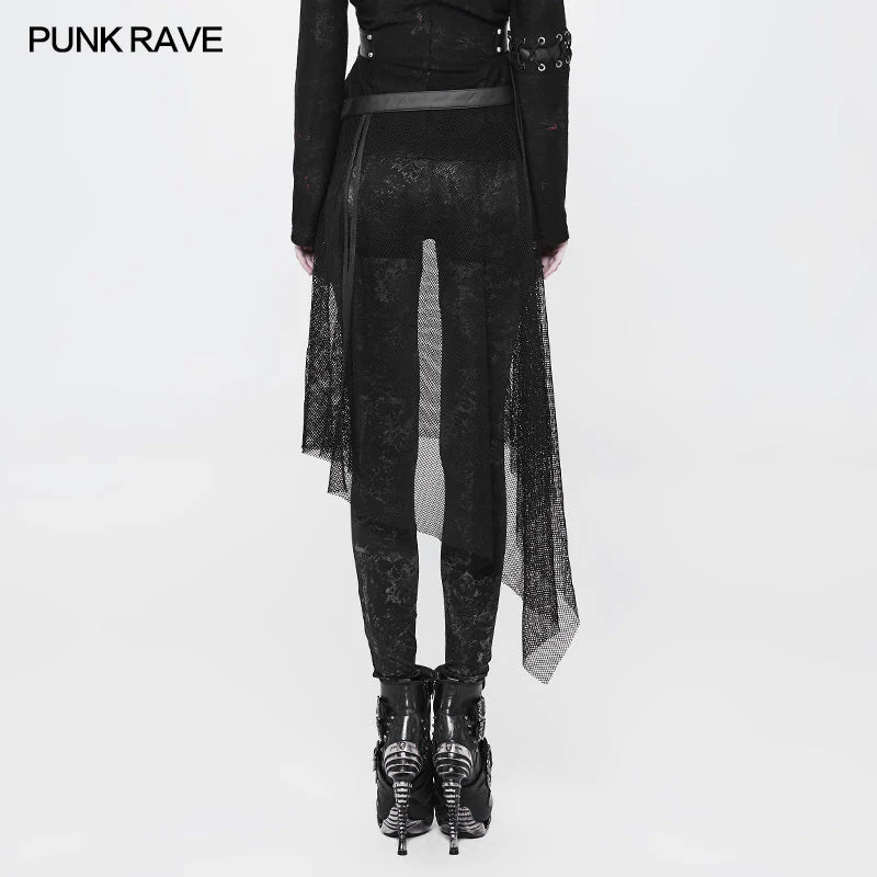 WS-264 Women Perspective Mesh Leather Waist Belt Personality Punk Accessories - Image 3