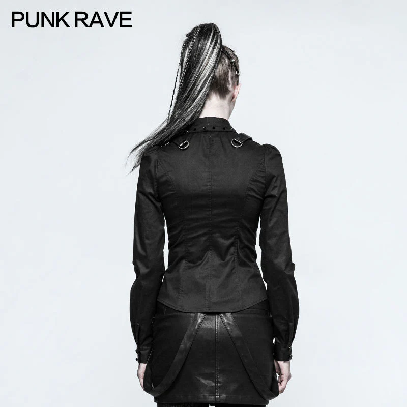 Y-788 Women Sexy Wild Rivet Punk Shirts With Hollow Out Design - Image 3