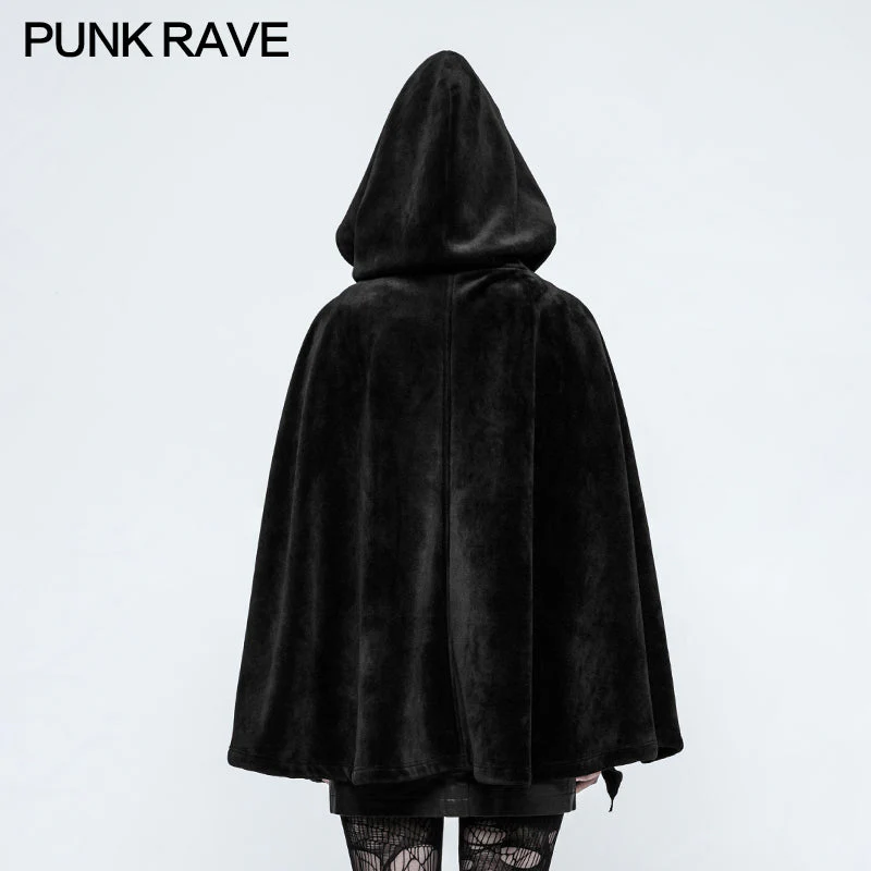 OPY-214 Women Witch black Gothic Coat Loose Style Heavy Velvet Cloak - Image 3