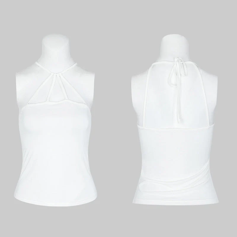 OPT-224 Womens Minimalist Punk Top Sexy Slim Strap Vest Sleeveless T-shirt - Image 9