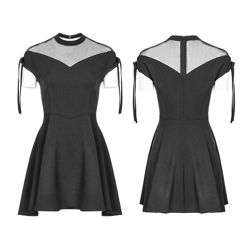 OPQ-368 Womens Sexy Gauze Stitching Chiffon Dress With Bow-Knot Detail - Image 2