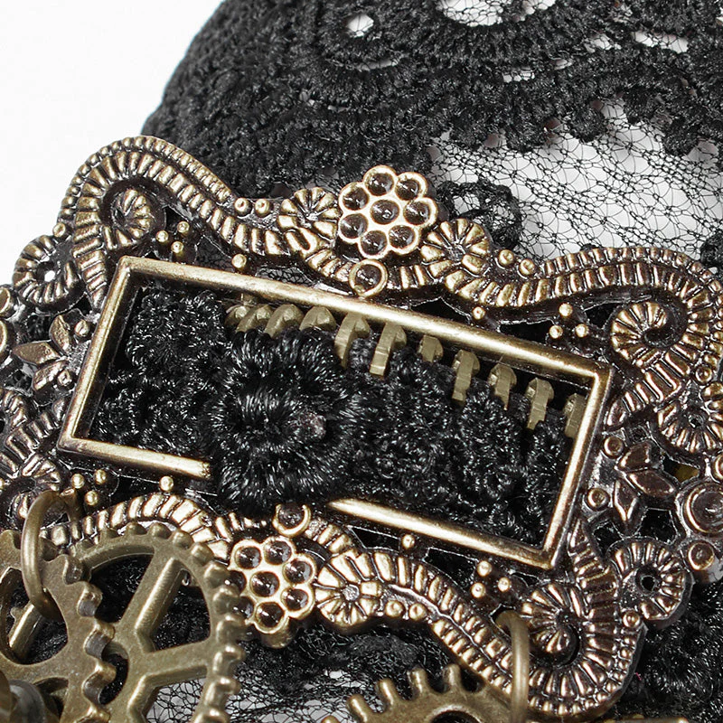 WS-287 Womens Steampunk Gear Lace Gloves - Image 5