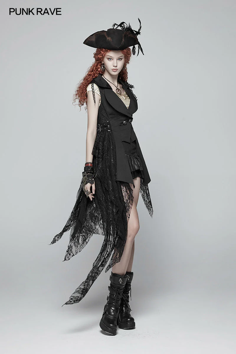 WS-287 Womens Steampunk Gear Lace Gloves - Image 6