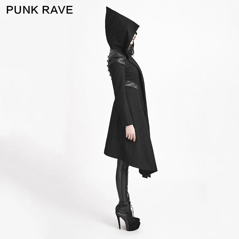 Y-611 Woolen Long Hooded Gothic Trench Coats With Duffle - Image 2