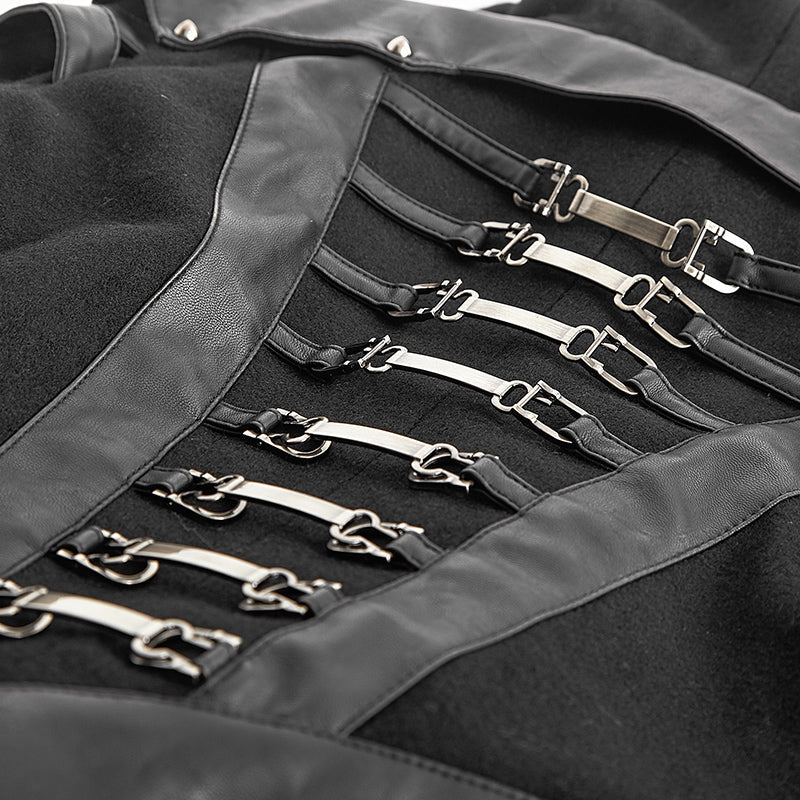 Y-611 Woolen Long Hooded Gothic Trench Coats With Duffle - Image 5