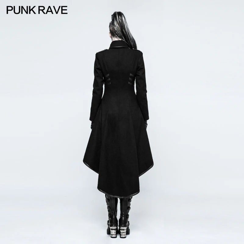 Y-786 Worsted Long Punk Coat Lapel Collar Military Uniform For Women - Image 3
