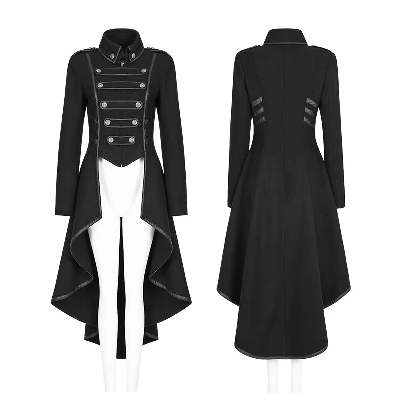 Y-786 Worsted Long Punk Coat Lapel Collar Military Uniform For Women - Image 4