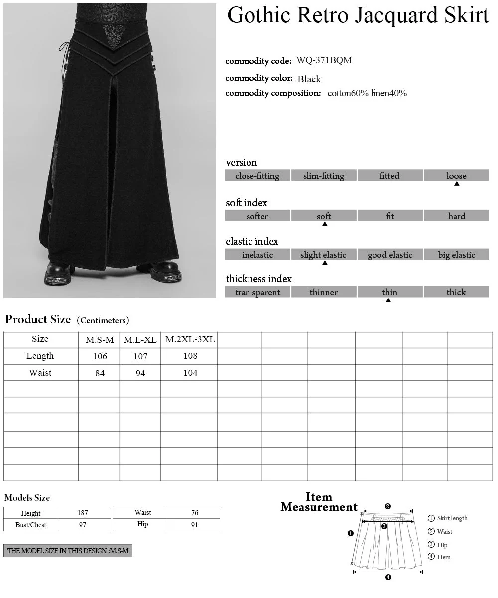 WQ-371BQF Gothic Asymmetrical black Lace Skirt with Front and Side Slits - Image 11