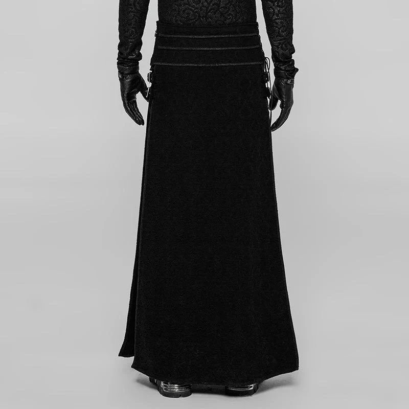 WQ-371BQF Gothic Asymmetrical black Lace Skirt with Front and Side Slits - Image 32