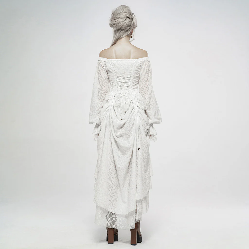WQ-439LQF Gothic Dress Off-Shoulder Corset Lace Hem Midi Fashion - Image 13