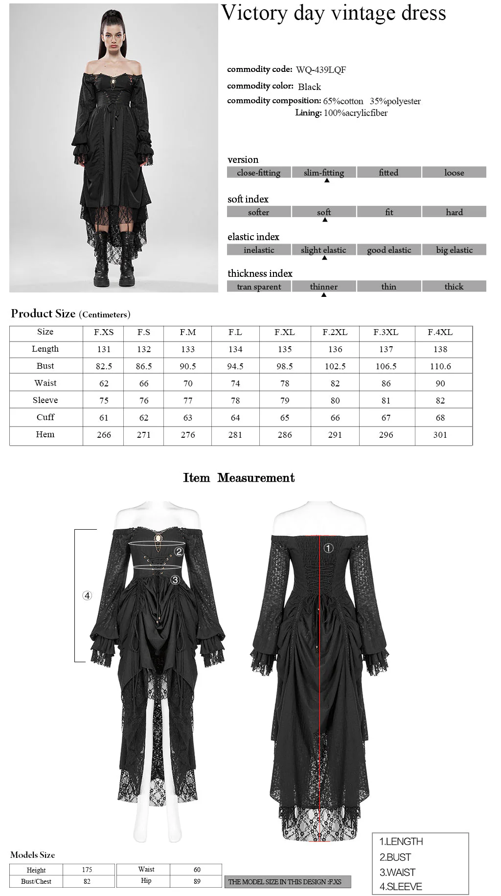WQ-439LQF Gothic Dress Off-Shoulder Corset Lace Hem Midi Fashion - Image 22