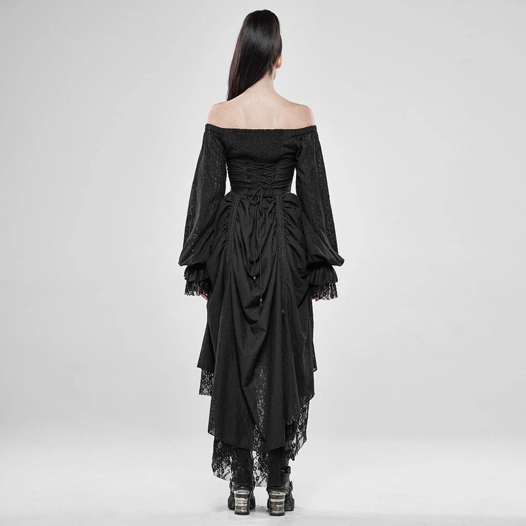 WQ-439LQF Gothic Dress Off-Shoulder Corset Lace Hem Midi Fashion - Image 24