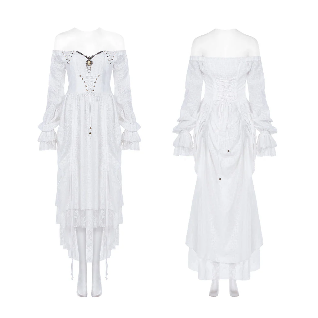 WQ-439LQF Gothic Dress Off-Shoulder Corset Lace Hem Midi Fashion - Image 35
