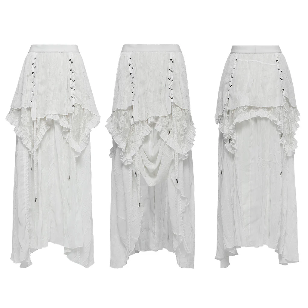 WQ-554BQF Gothic Skirt Layered Black Asymmetrical Lace Ruffle Design - Image 35