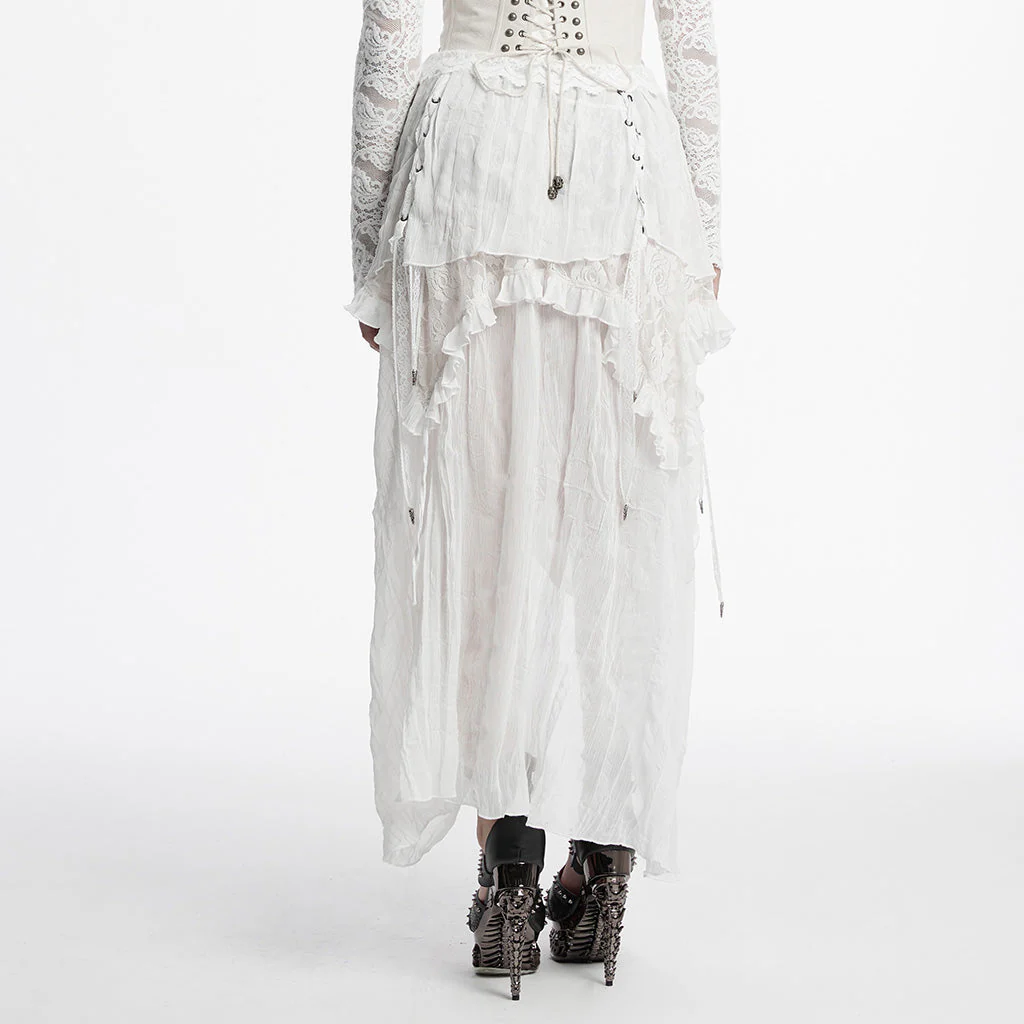 WQ-554BQF Gothic Skirt Layered Black Asymmetrical Lace Ruffle Design - Image 53