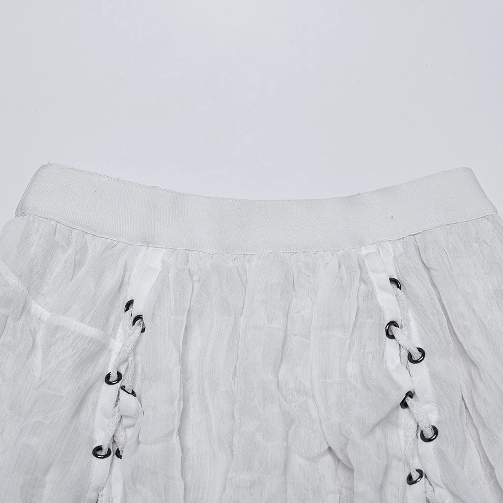 WQ-554BQF Gothic Skirt Layered Black Asymmetrical Lace Ruffle Design - Image 56