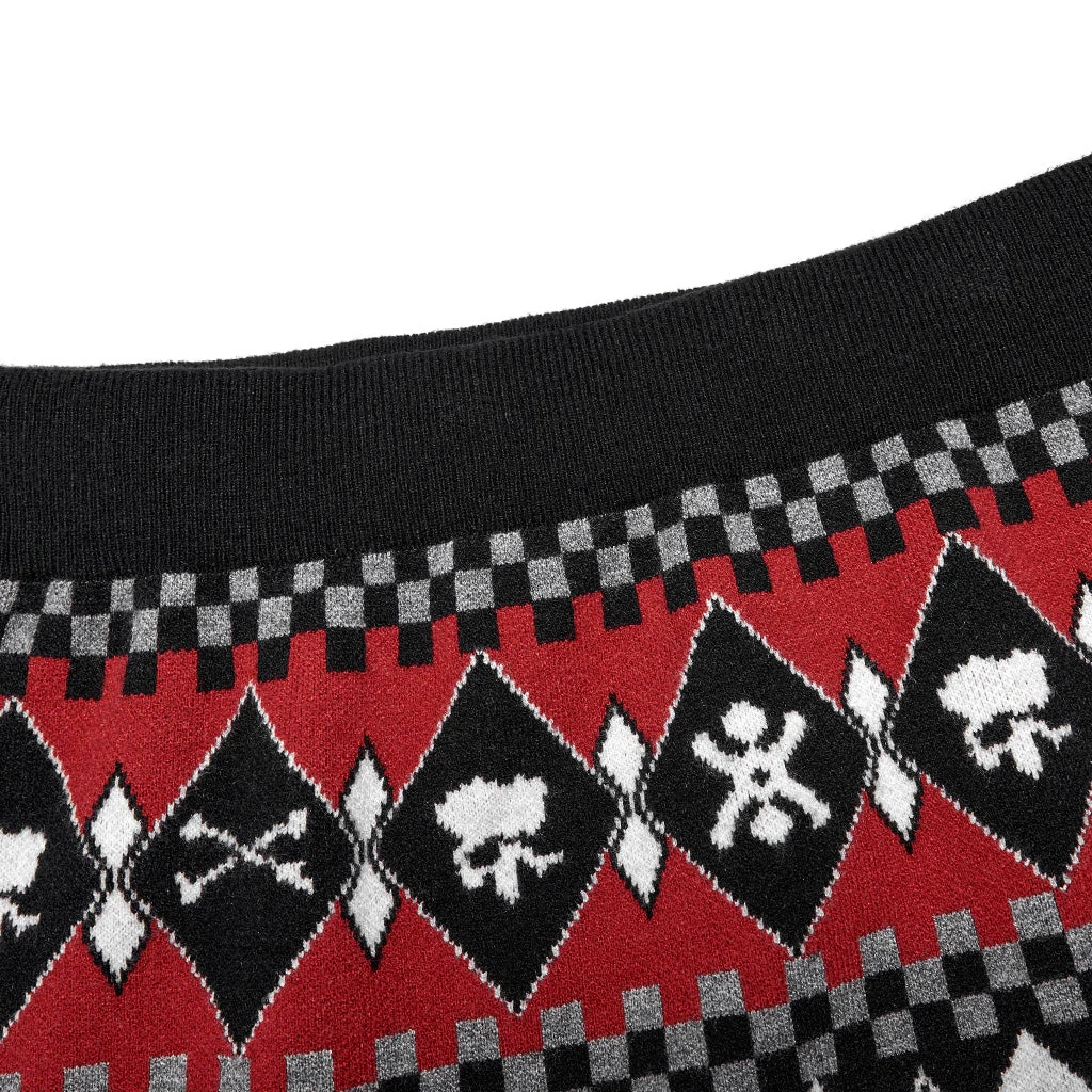 WQ-601BQF Edgy Argyle Punk Skirt with Geometric Black Red Design - Image 23