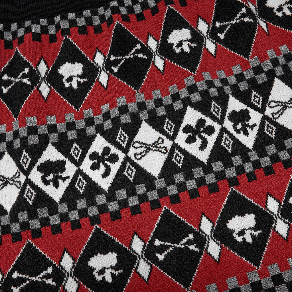 WQ-601BQF Edgy Argyle Punk Skirt with Geometric Black Red Design - Image 9