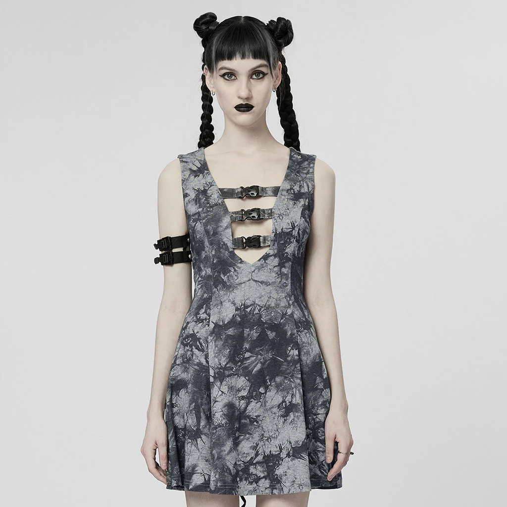 WQ-603LQF Edgy Cyber Punk Dress with Strappy Plunge Design - Image 19