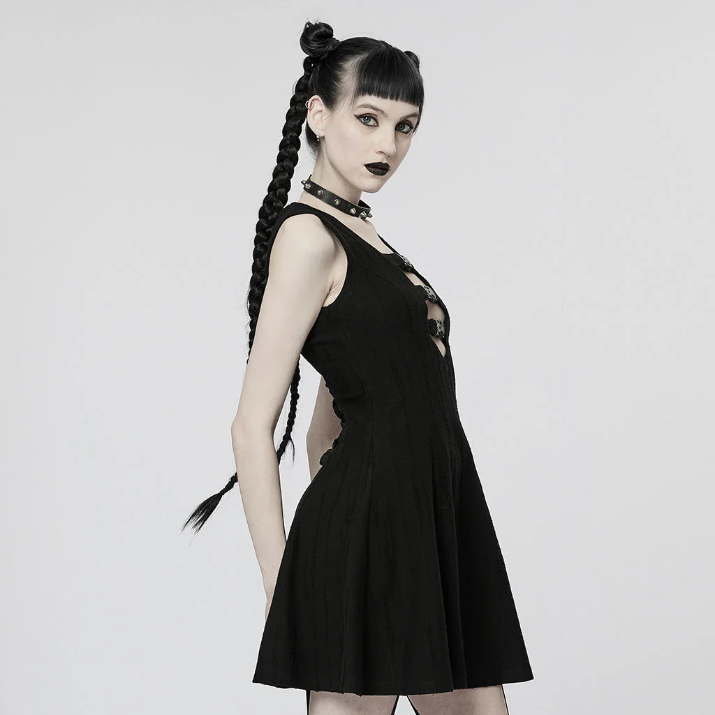 WQ-603LQF Edgy Cyber Punk Dress with Strappy Plunge Design - Image 29