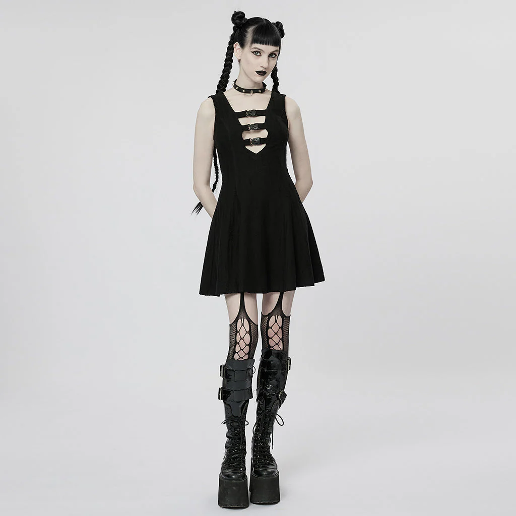 WQ-603LQF Edgy Cyber Punk Dress with Strappy Plunge Design - Image 31