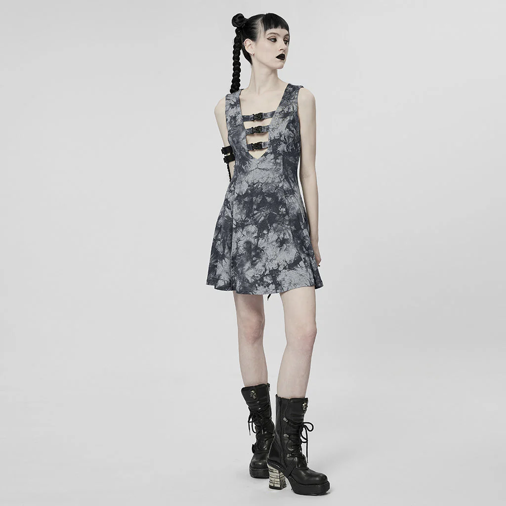 WQ-603LQF Edgy Cyber Punk Dress with Strappy Plunge Design - Image 5