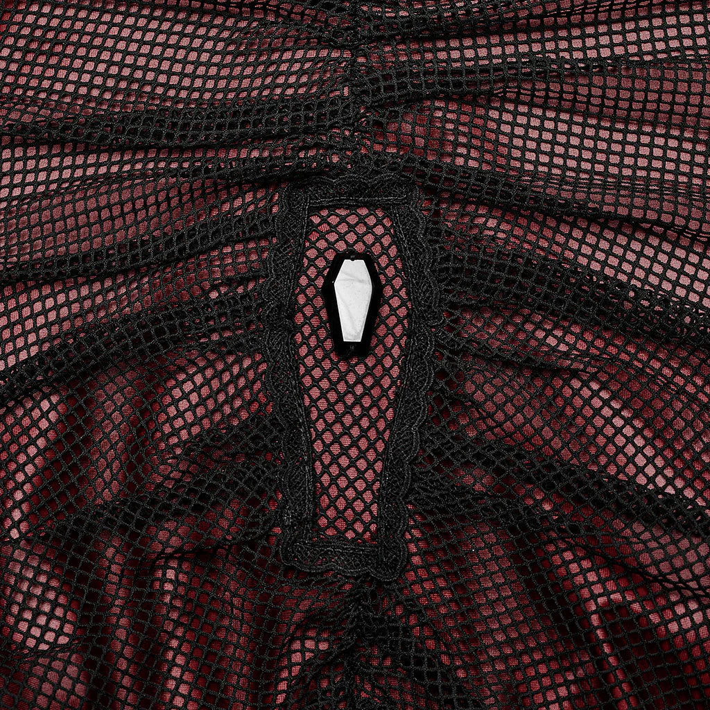 WQ-607LQF Elegant Gothic High-Low black Mesh Layered Dress - Image 18