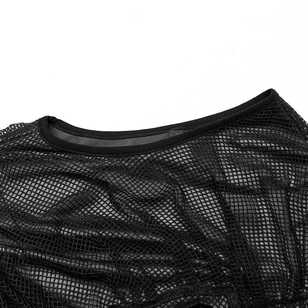 WQ-607LQF Elegant Gothic High-Low black Mesh Layered Dress - Image 29