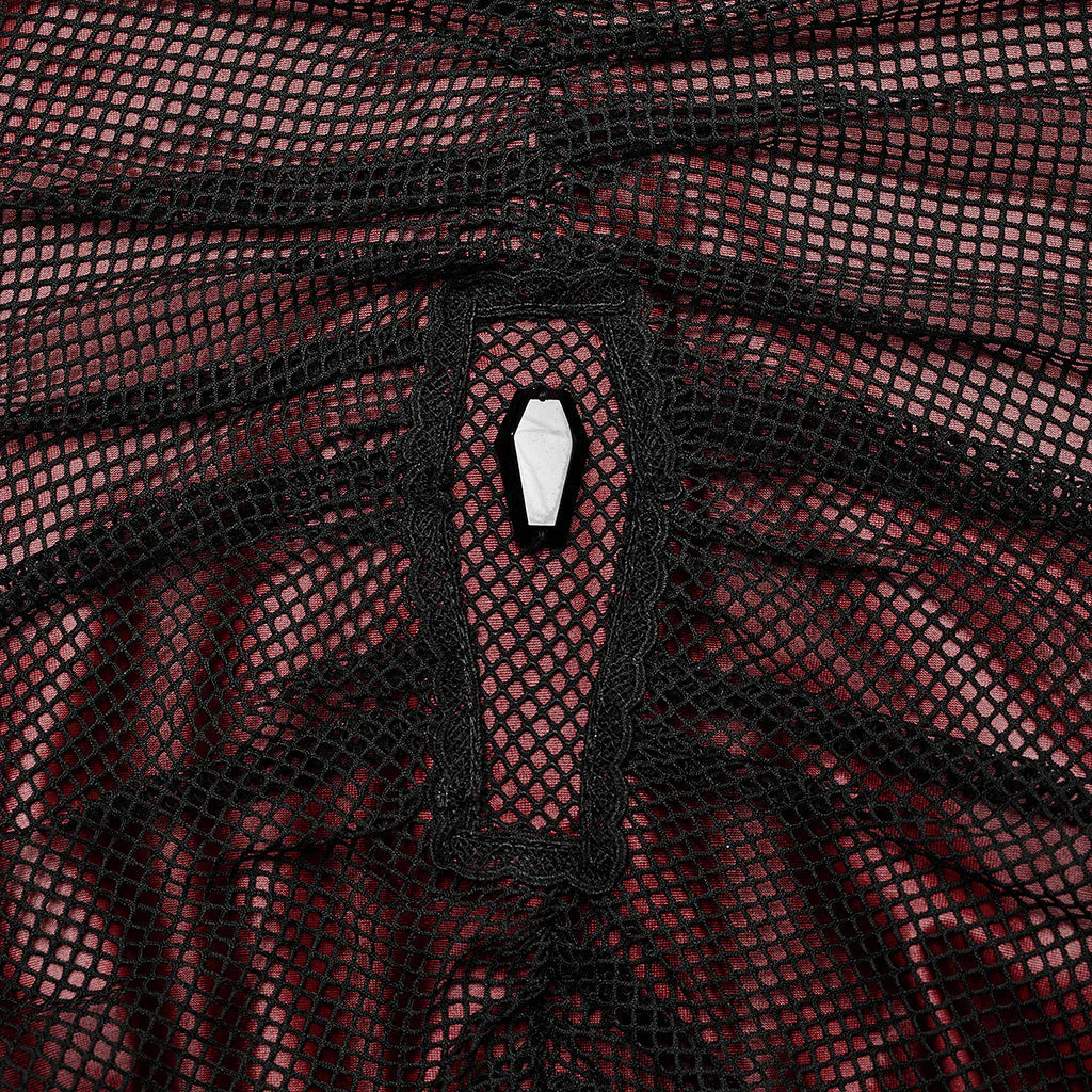WQ-607LQF Elegant Gothic High-Low black Mesh Layered Dress - Image 37