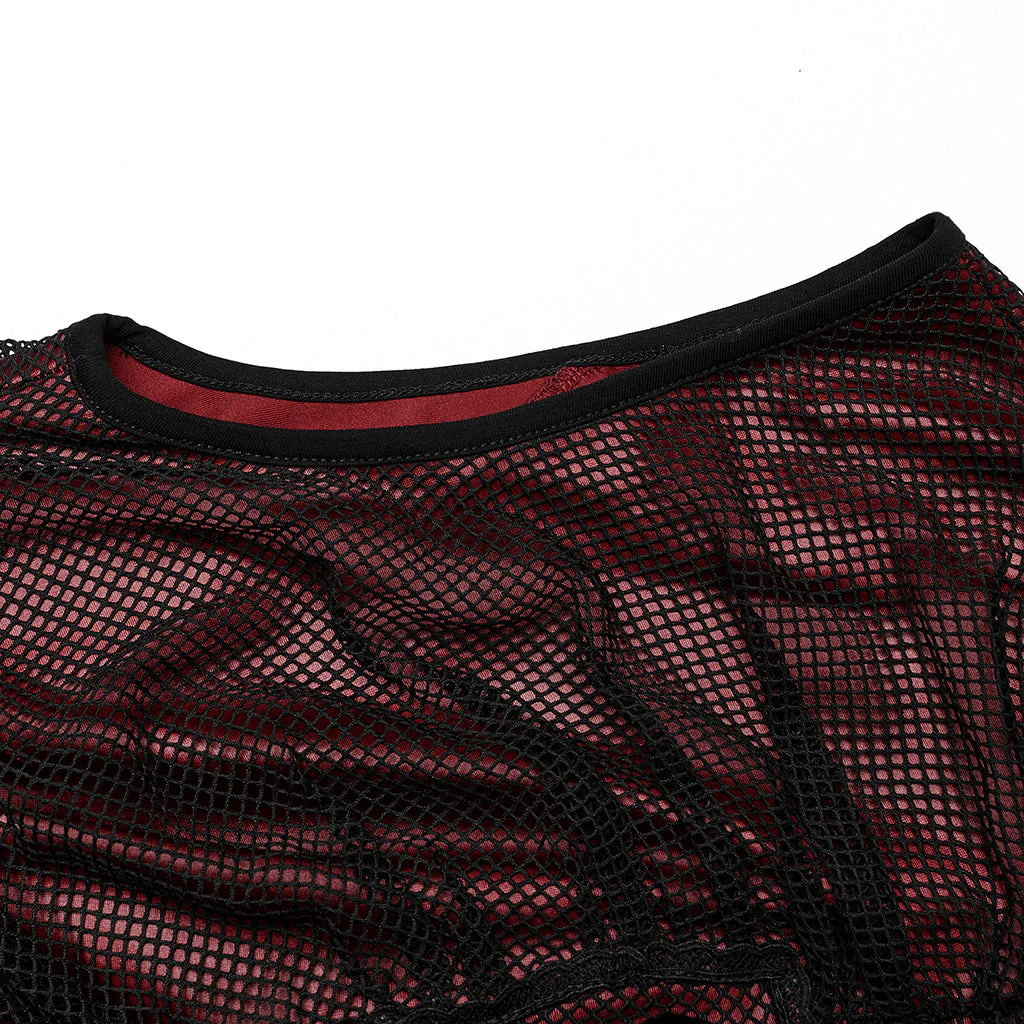 WQ-607LQF Elegant Gothic High-Low black Mesh Layered Dress - Image 38