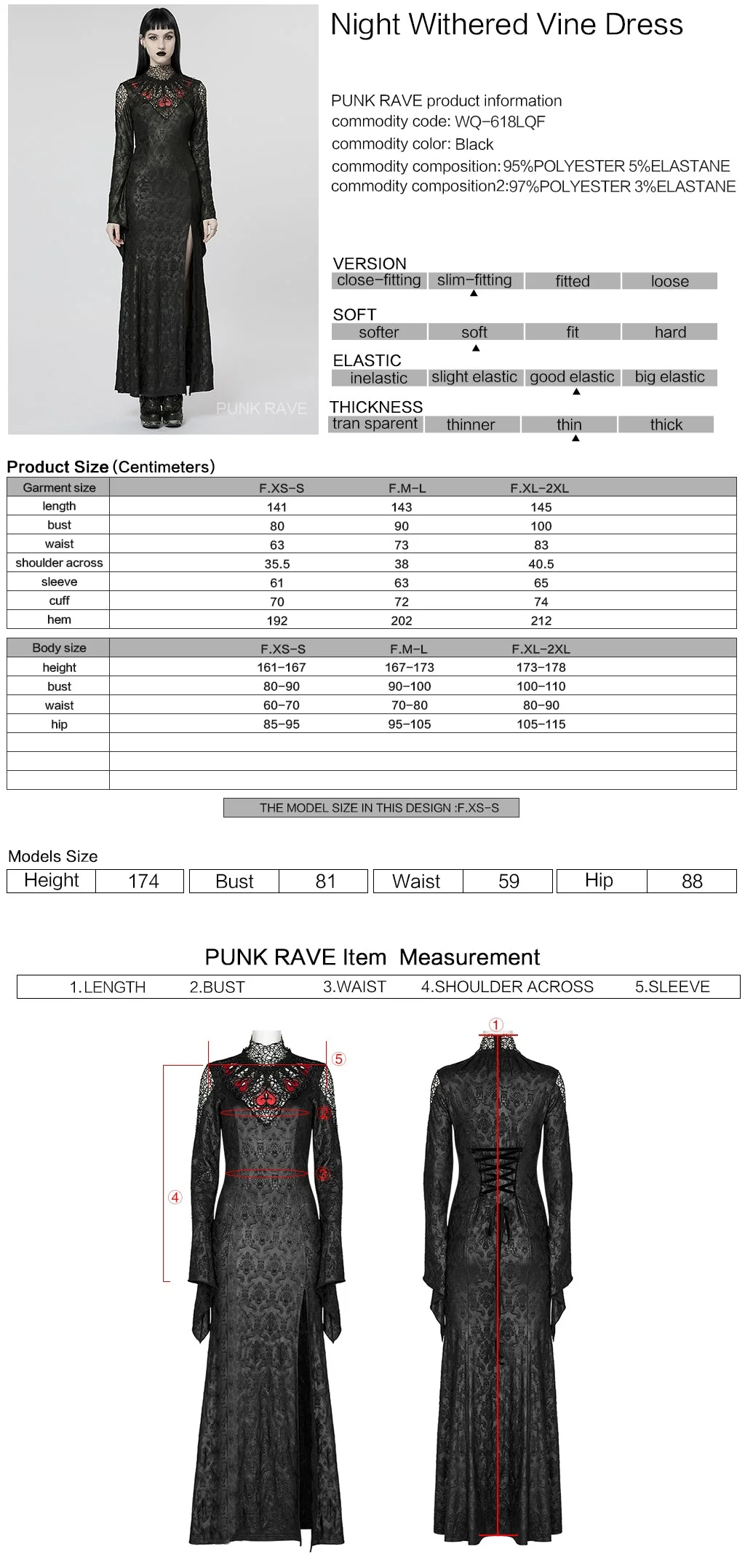 WQ-618LQF Gothic Lace High Neck Dress with Floral Embroidery Details - Image 2