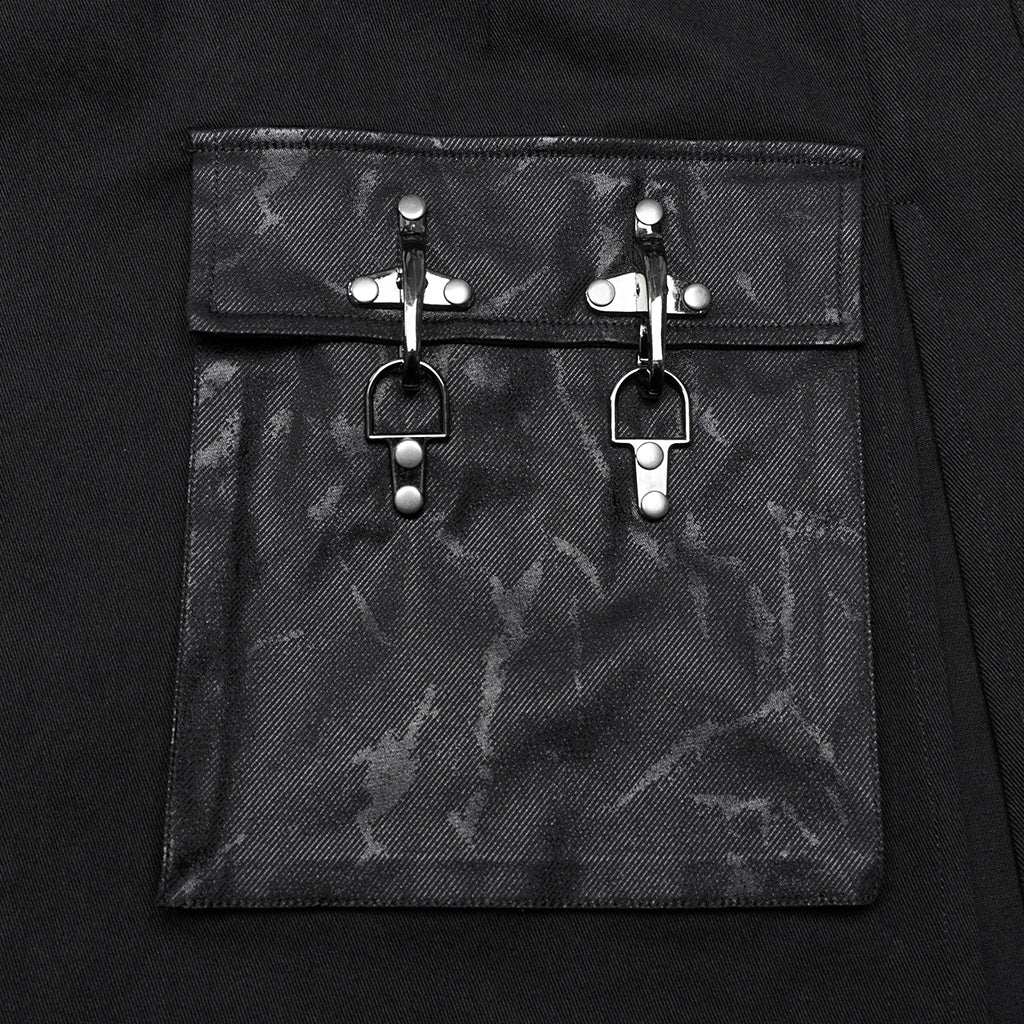 WQ-677BQM Gothic Punk Skirt with Faux Leather Pockets and Belts - Image 18