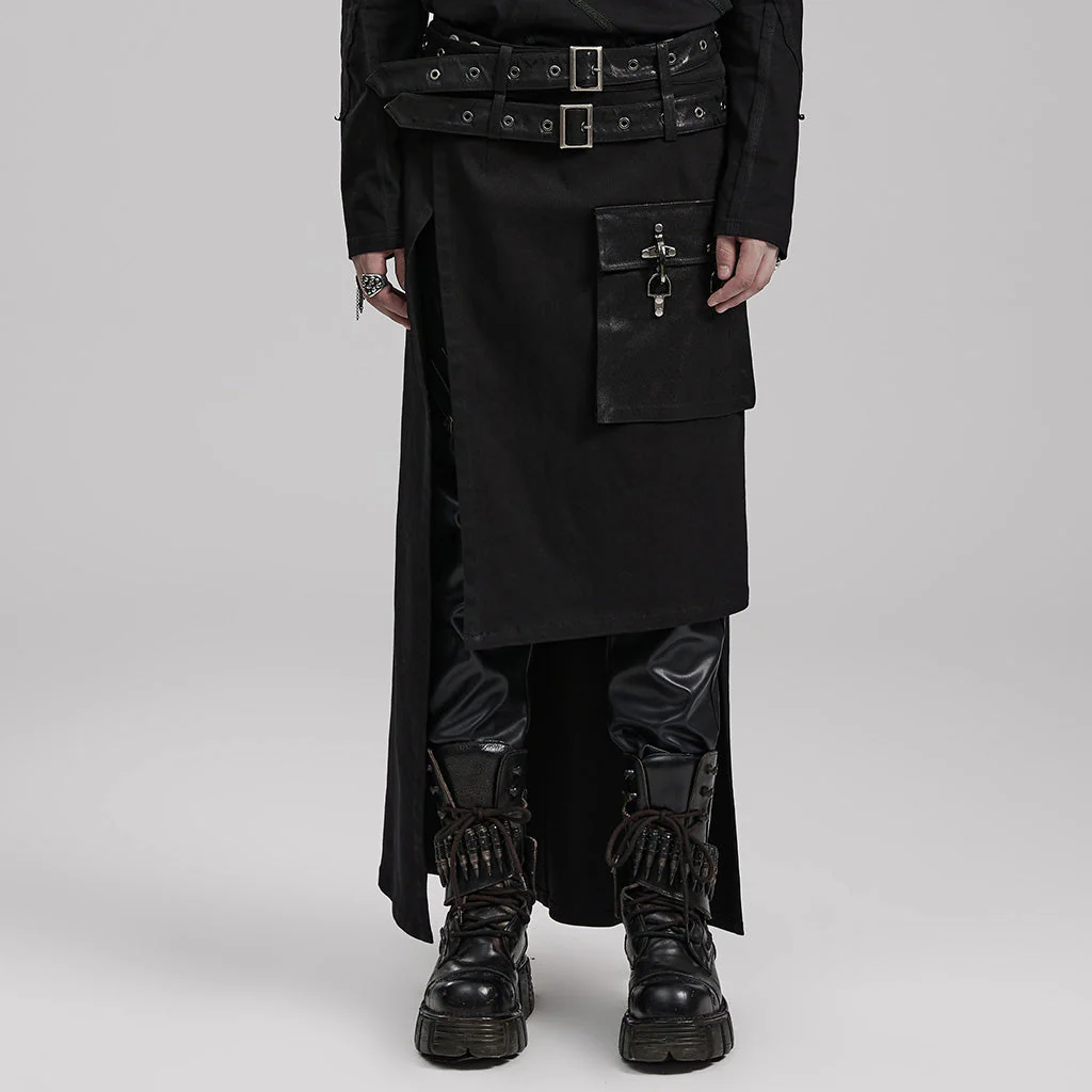 WQ-677BQM Gothic Punk Skirt with Faux Leather Pockets and Belts - Image 21