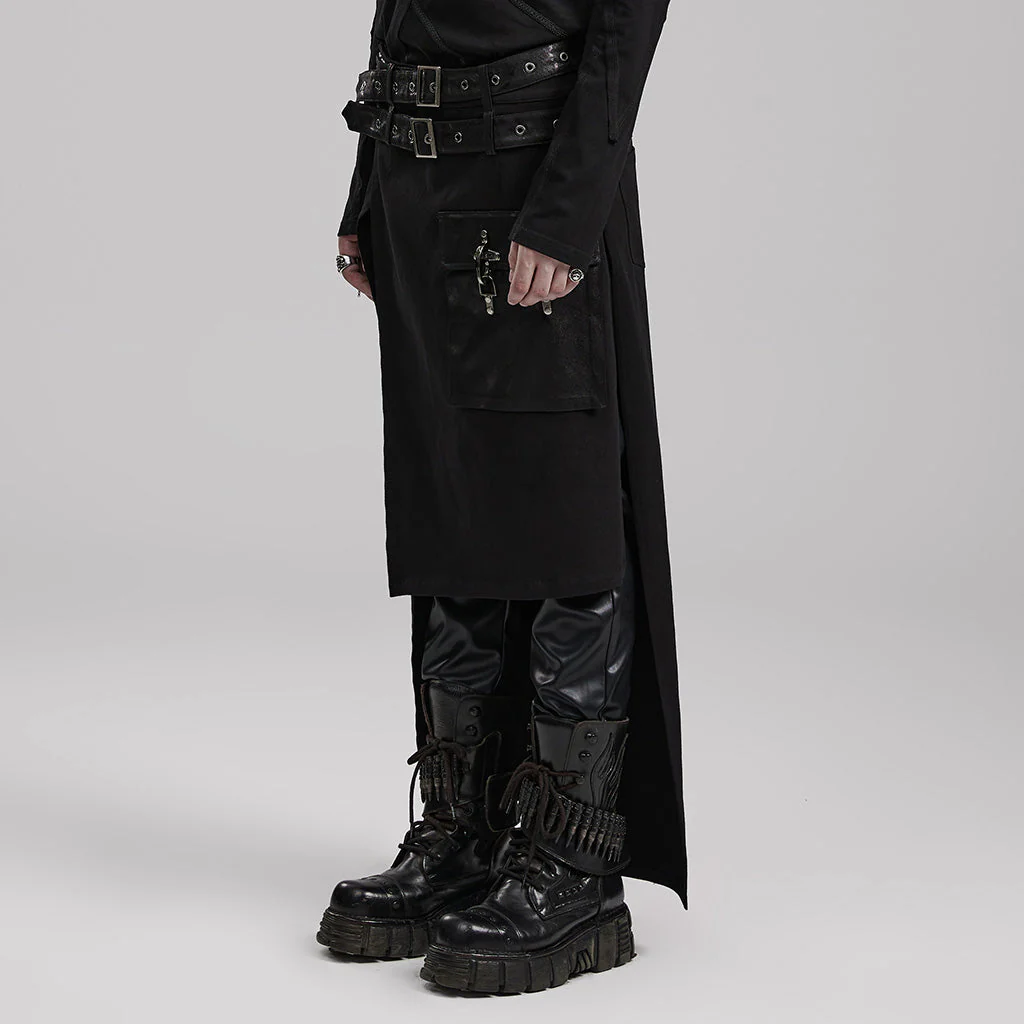 WQ-677BQM Gothic Punk Skirt with Faux Leather Pockets and Belts - Image 23