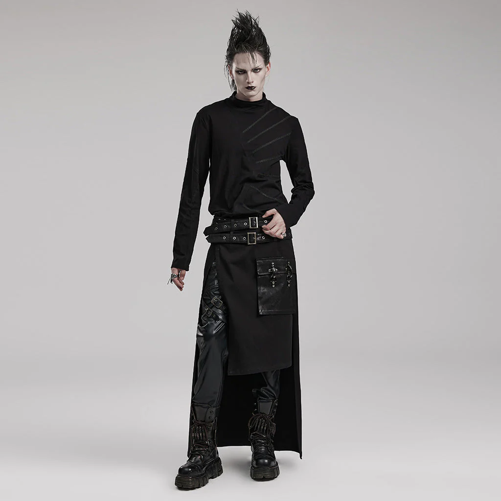 WQ-677BQM Gothic Punk Skirt with Faux Leather Pockets and Belts - Image 25