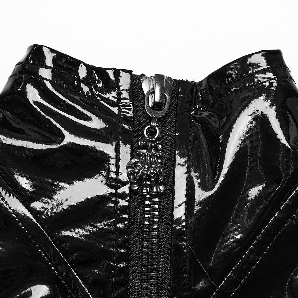 WQ-678LQF Glossy black Gothic Punk Slit Maxi Dress - Image 28